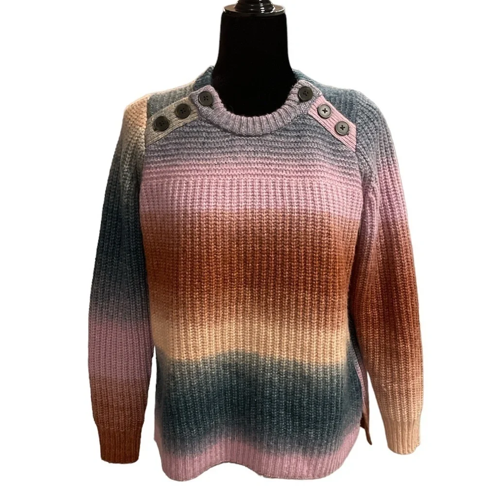 Madewell Fall 2021 Space-Dyed Button-Shoulder Pullover Sweater Small Wool Alpaca